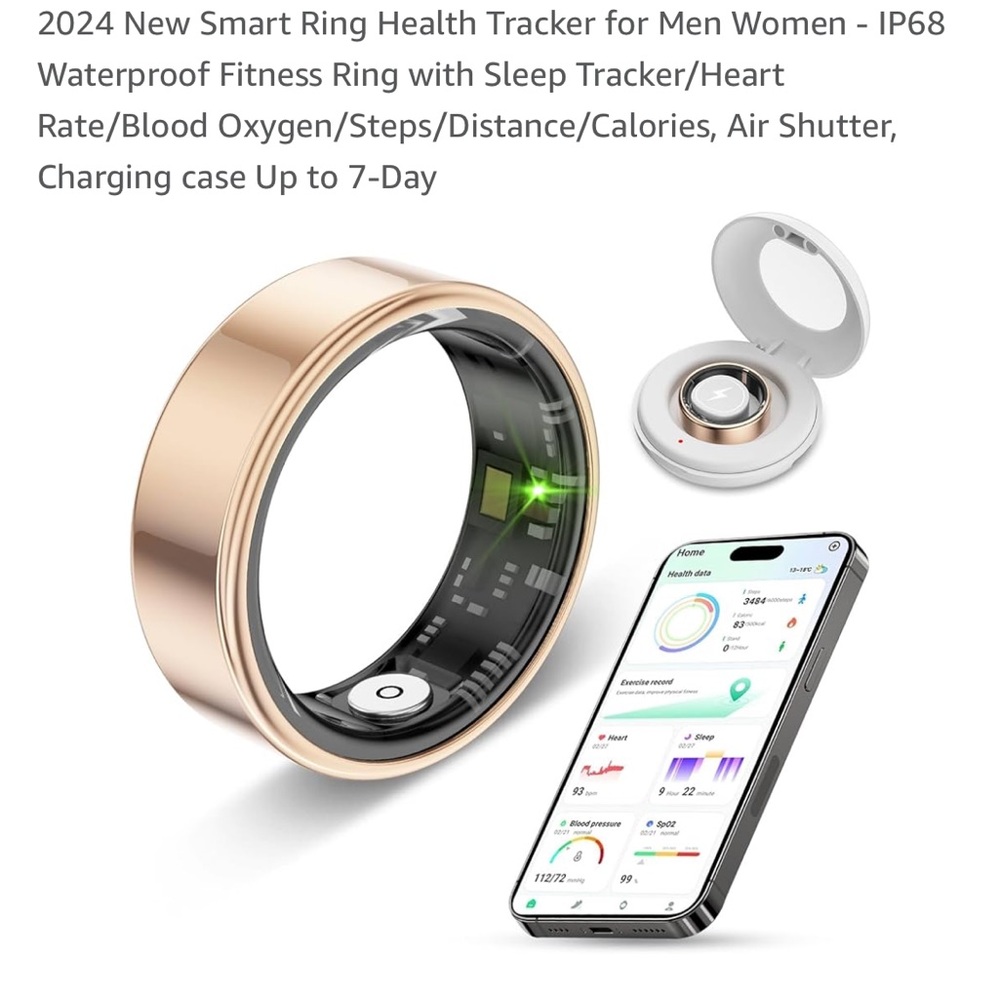 2024 New Smart Ring Health Tracker for Men Women IP68 Waterproof Fitness Ring